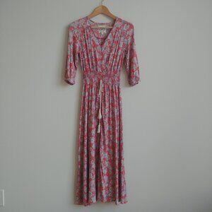 Sunday Mi Amor midi dress button front elbow sleeves smocked waist cottagecore